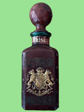 Vintage Decorative Whisky Decanter with Gold Crest - Made in Italy